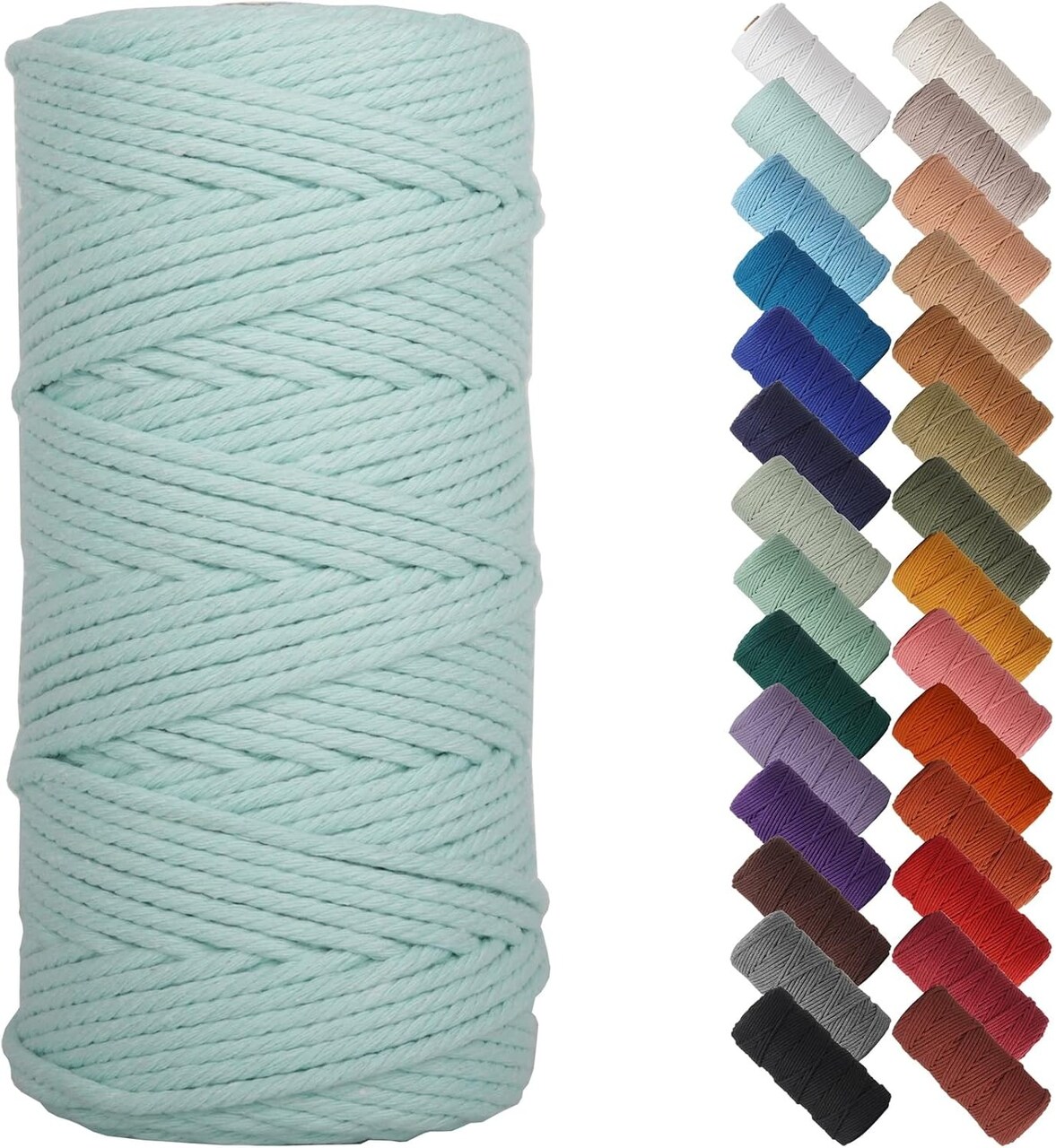 3mm x 109 Yards Natural Macrame Cord, Beige Cotton Rope for Wall Hangings, Plant Hangers, DIY Crafts & Knitting